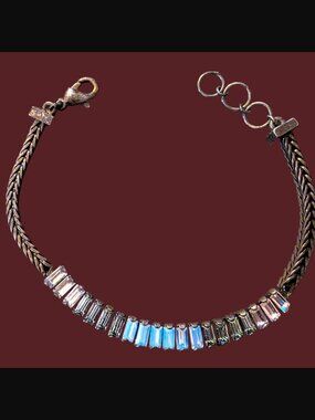 Chloe + Isabel Oxidized Brass Multi Color Square Crystal Size 6.75" Bracelet